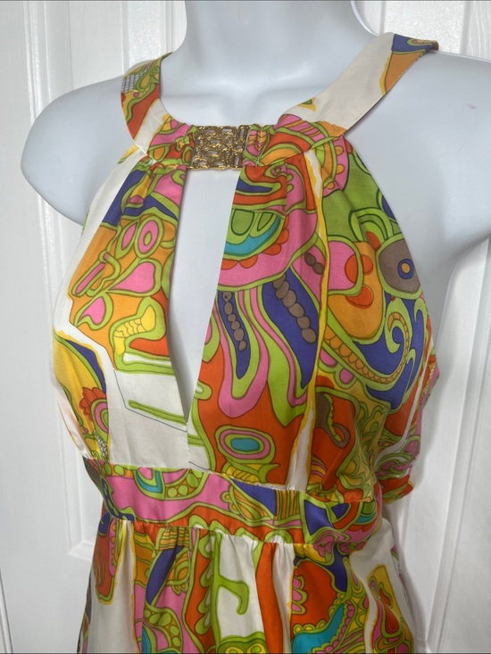 Trina Turk Dresses & Skirts - Trina Turk Silk Dress Halter Neck Psychedelic Mod Floral Size 8